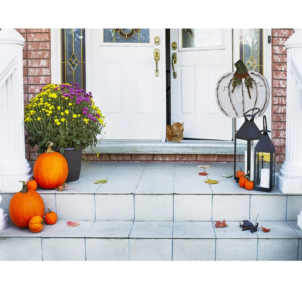 2PCS 17.5" Metal Pumpkin Garden Stakes
