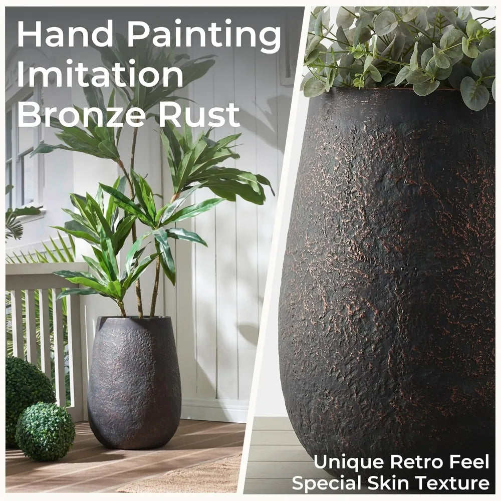 20" Weathered Concrete Tall Planter Set of 2