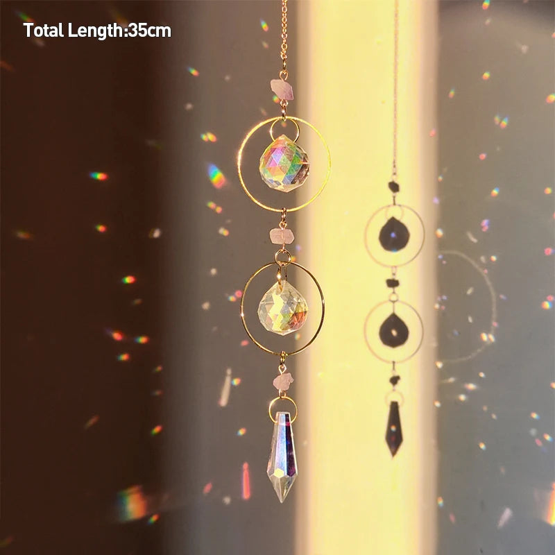 Tree of Life Agate Moon Suncatcher Crystal Pendant: