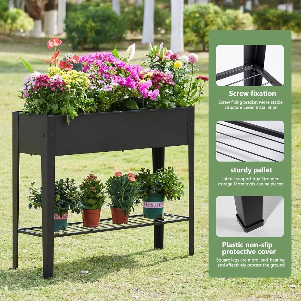 Large Metal Raised Garden Bed Planter Box
