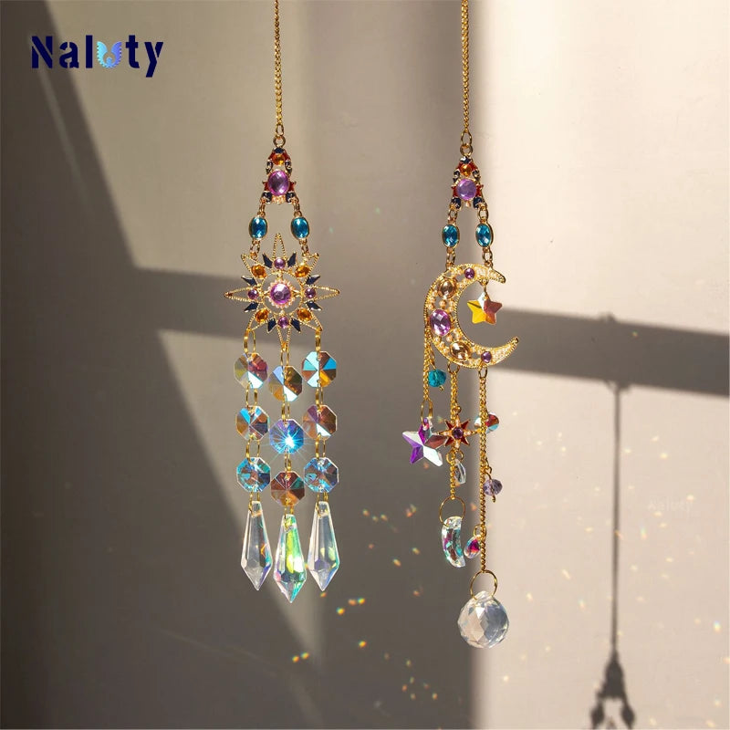 Tree of Life Agate Moon Suncatcher Crystal Pendant: