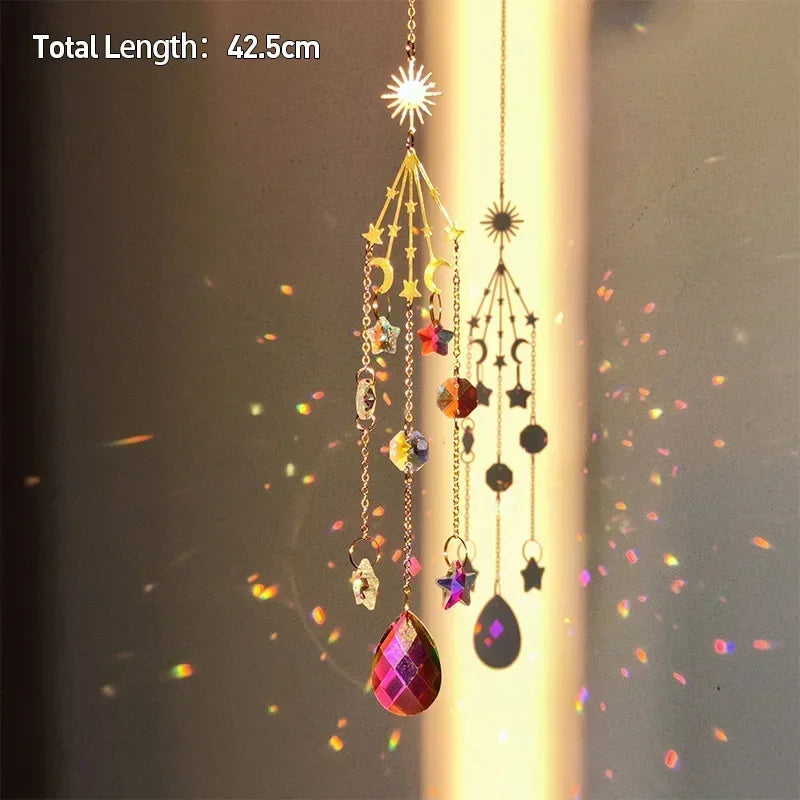 Tree of Life Agate Moon Suncatcher Crystal Pendant: