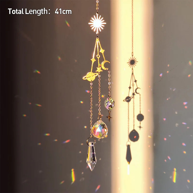 Tree of Life Agate Moon Suncatcher Crystal Pendant: