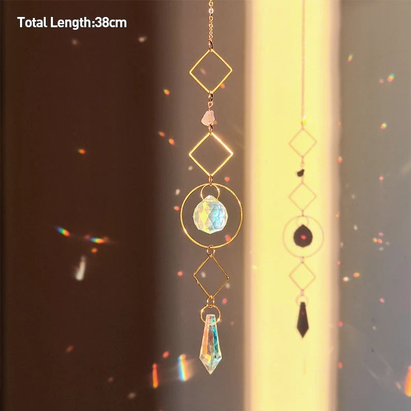 Tree of Life Agate Moon Suncatcher Crystal Pendant: