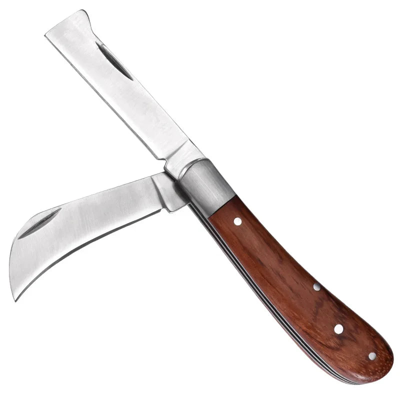 Folding Grafting Knife with Wooden Handle