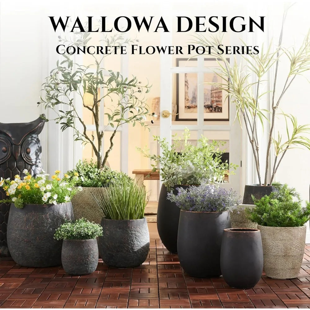 20" Weathered Concrete Tall Planter Set of 2