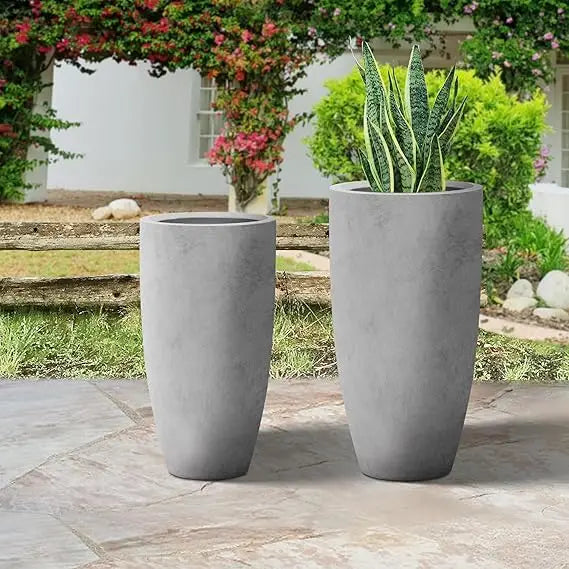 Plantara Tall Raw Concrete Planter (32" & 23.6")