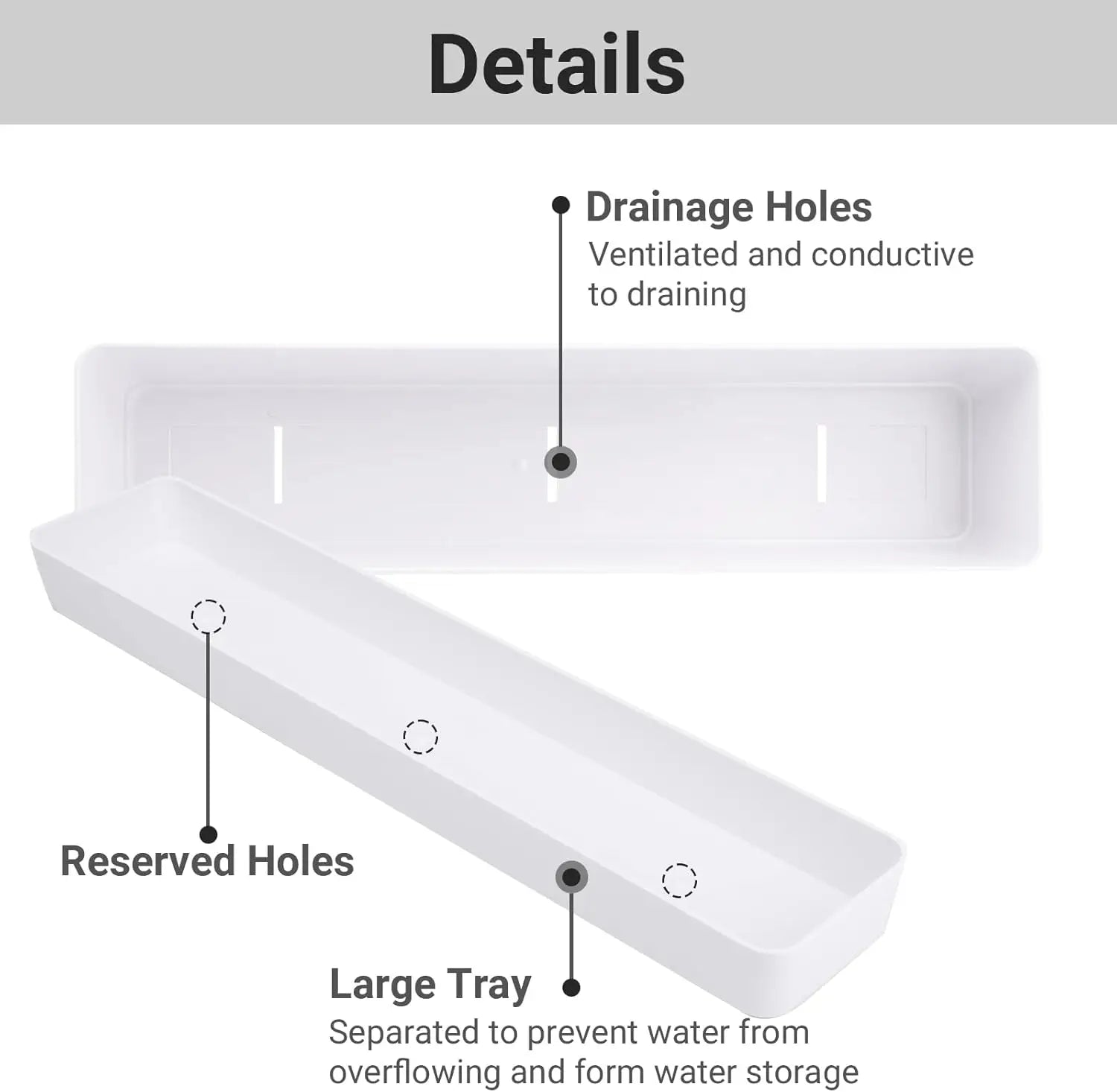 3PCS 16"x3.8" Herb Planters with Tray