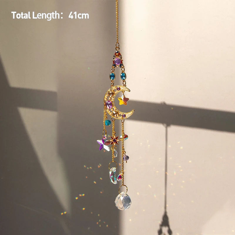 Tree of Life Agate Moon Suncatcher Crystal Pendant: