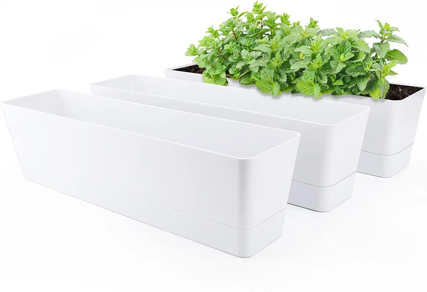 3PCS 16"x3.8" Herb Planters with Tray