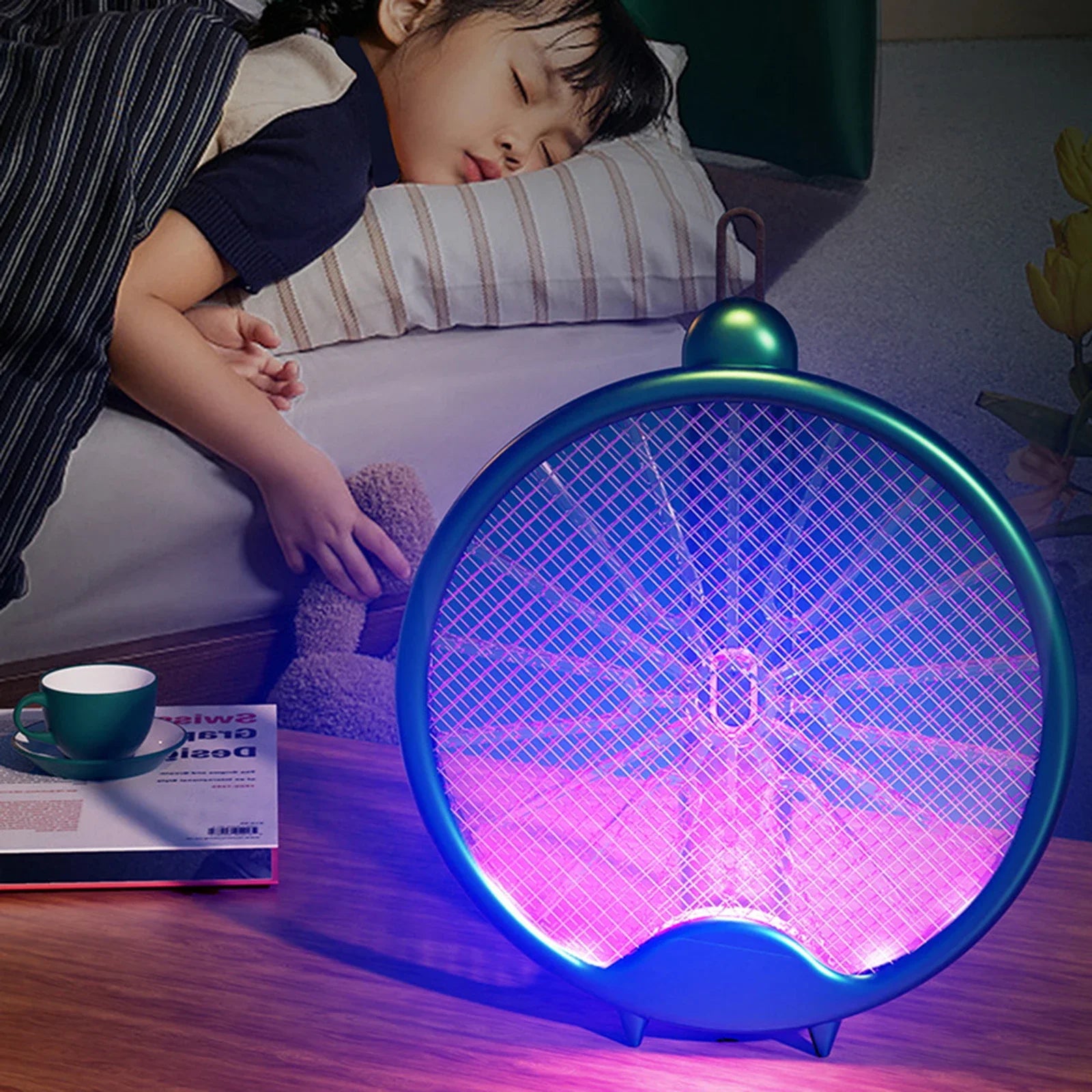 USB Foldable Electric Fly Swatter with UV Light
