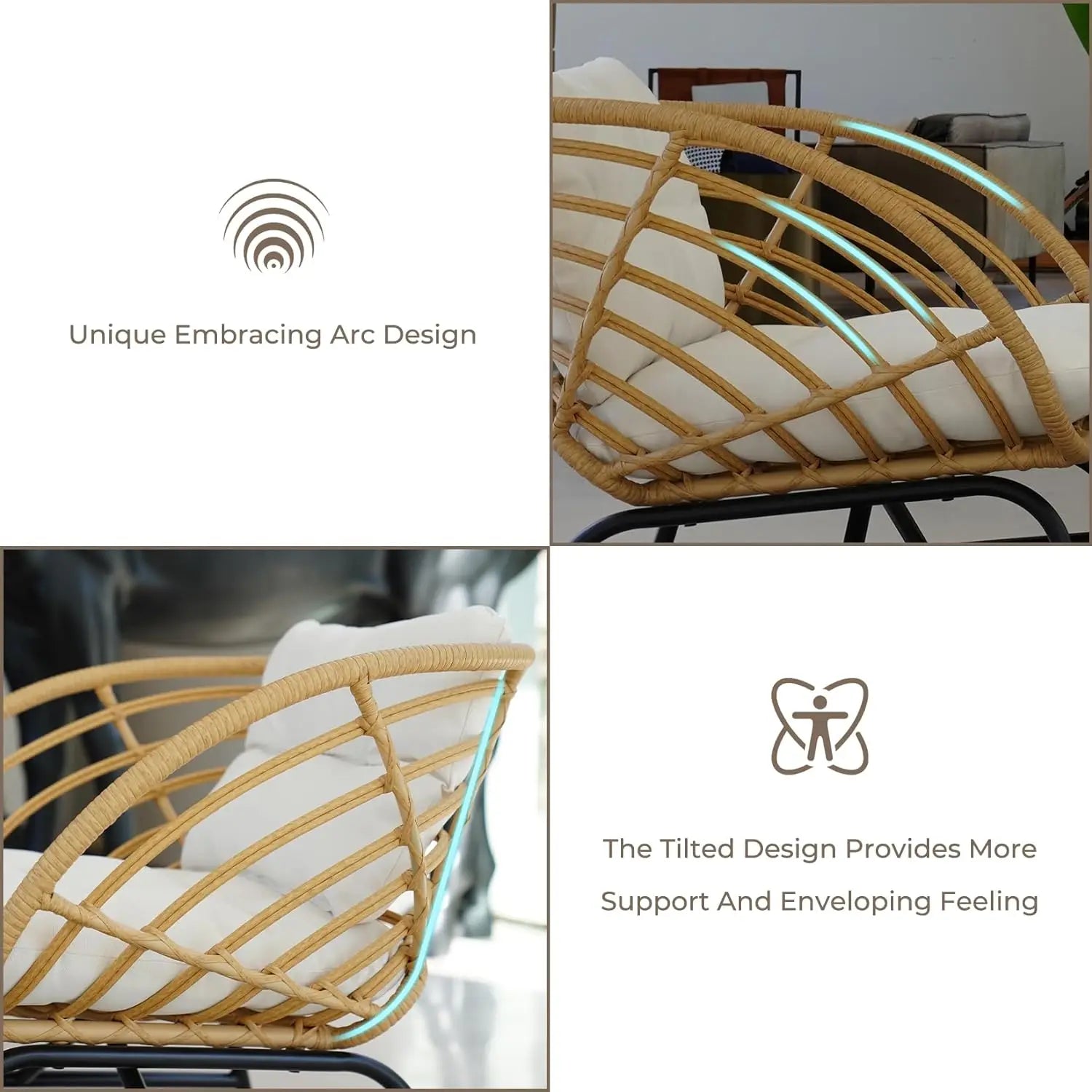 3-Piece Wicker Patio Set – Sofa with Beige Cushions & Coffee Table