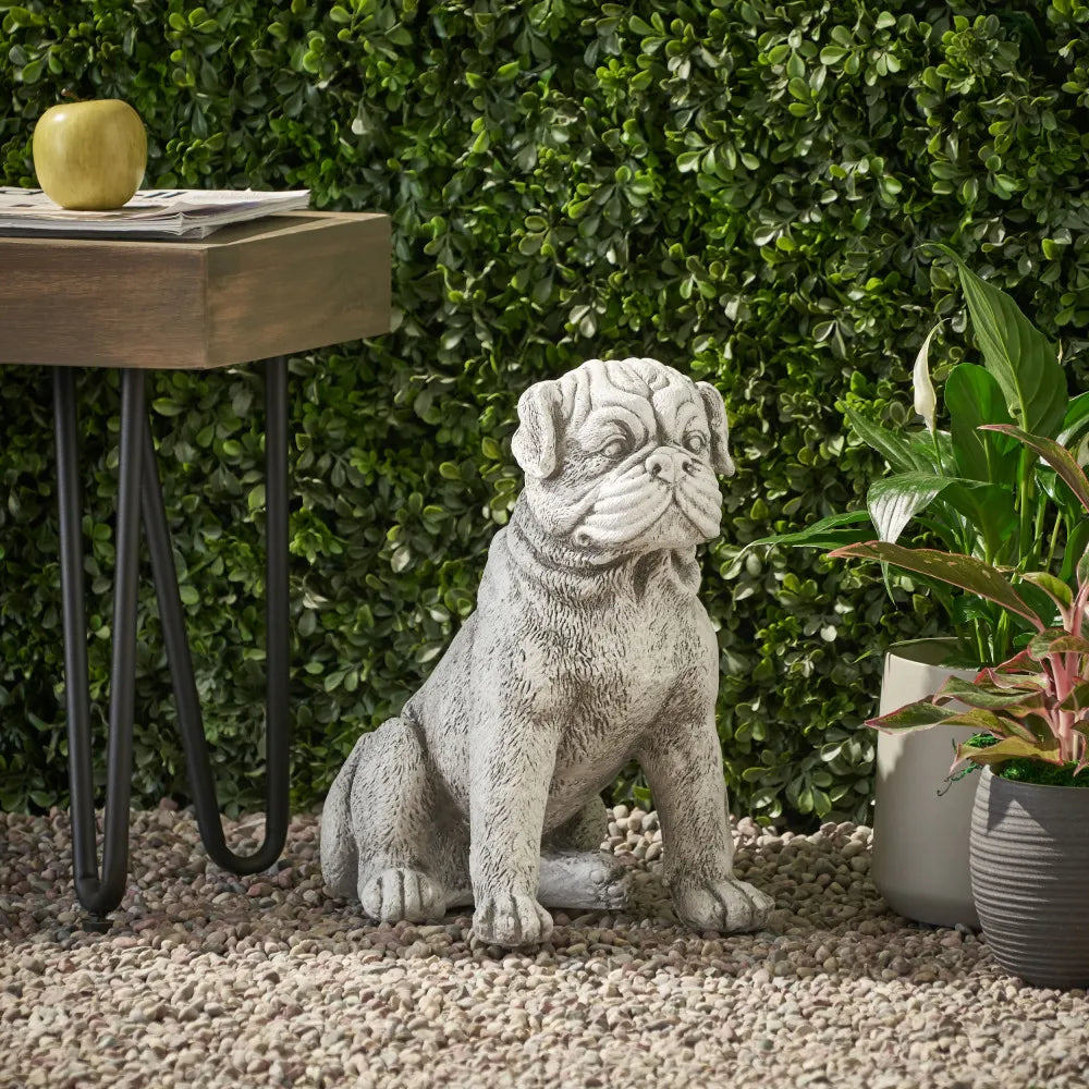 Weather-Resistant Concrete Dog Garden Statue