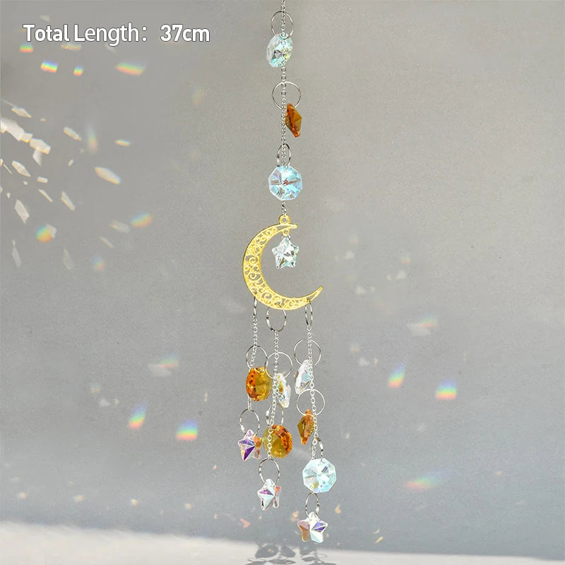 Tree of Life Agate Moon Suncatcher Crystal Pendant: