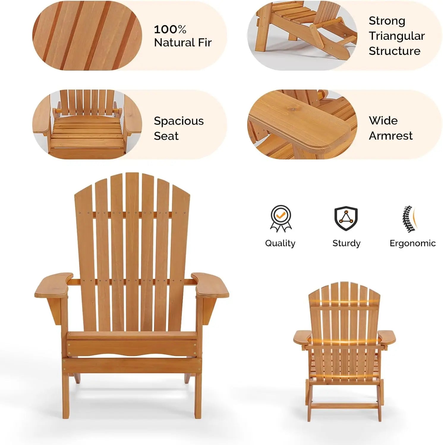Folding Adirondack Chairs Set of 4: