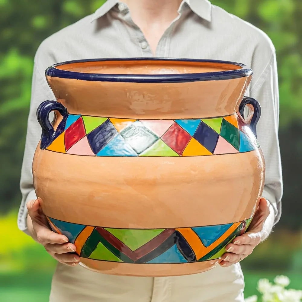 Evergreen Talavera Mexican Ceramic Pot 14"