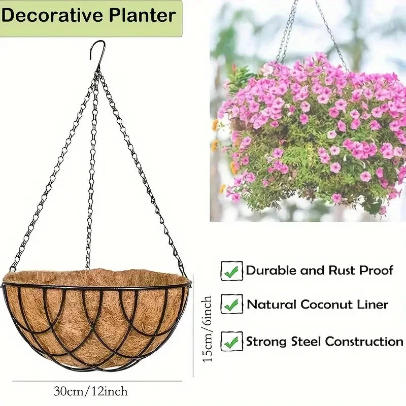 12-Inch Hanging Coconut Fiber Flowerpot – Indoor & Outdoor Planter