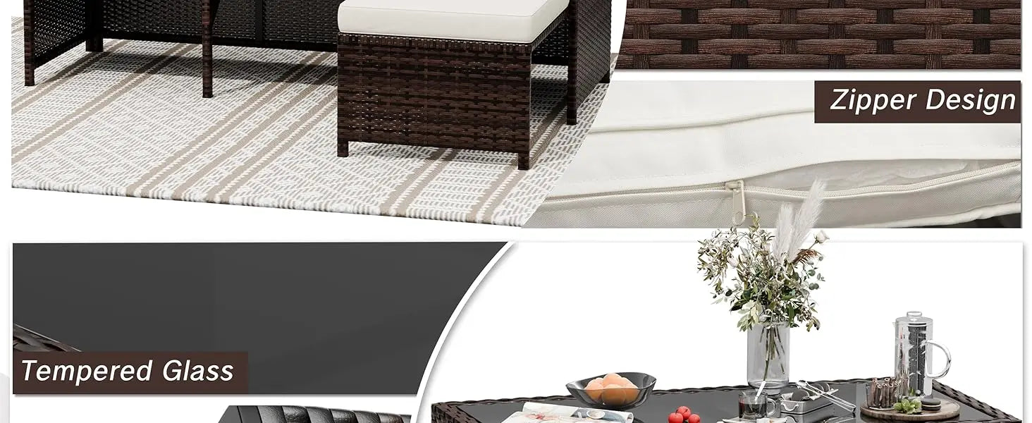 Shintenchi 3-Piece Wicker Patio Set – All-Weather Rattan Outdoor Sofa Set