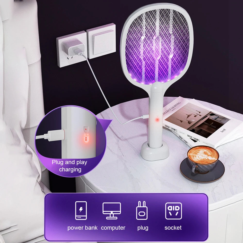 2-in-1 Electric Fly & Mosquito Swatter Lamp