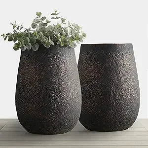 20" Weathered Concrete Tall Planter Set (2 pcs)