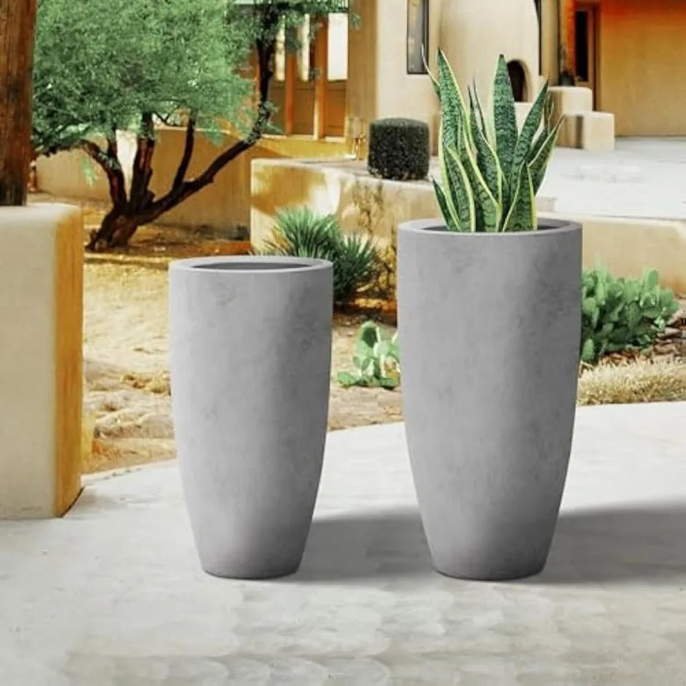 Plantara Tall Raw Concrete Planter (32" & 23.6")