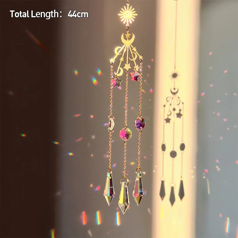 Tree of Life Agate Moon Suncatcher Crystal Pendant: