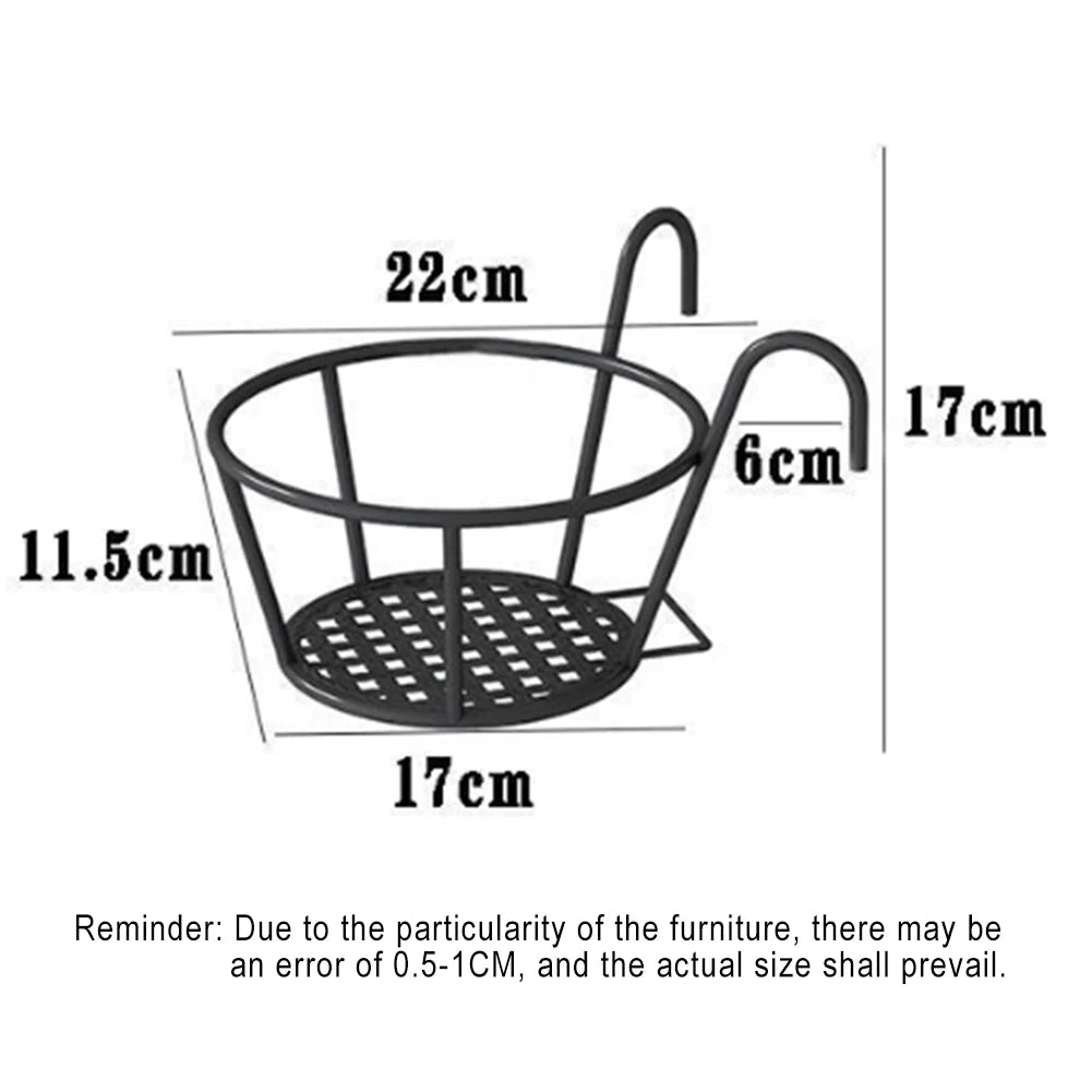 Hanging Railing Flower Pot Holder – Metal Fence Basket