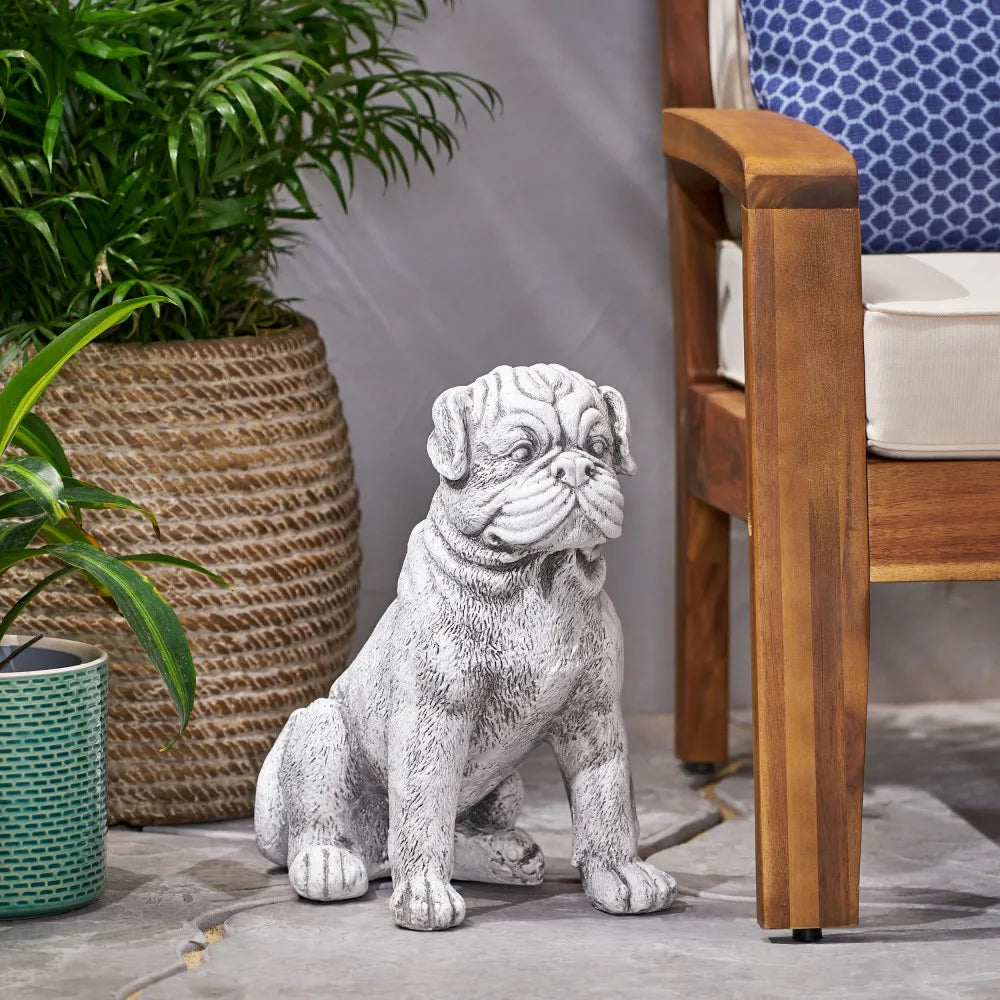 Weather-Resistant Concrete Dog Garden Statue
