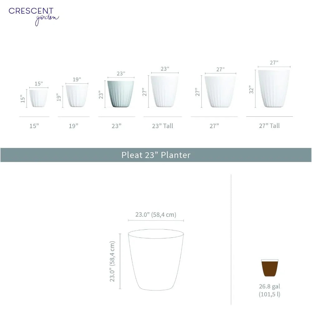 Crescent Garden Pleat Planter 23" Weathered Terracotta