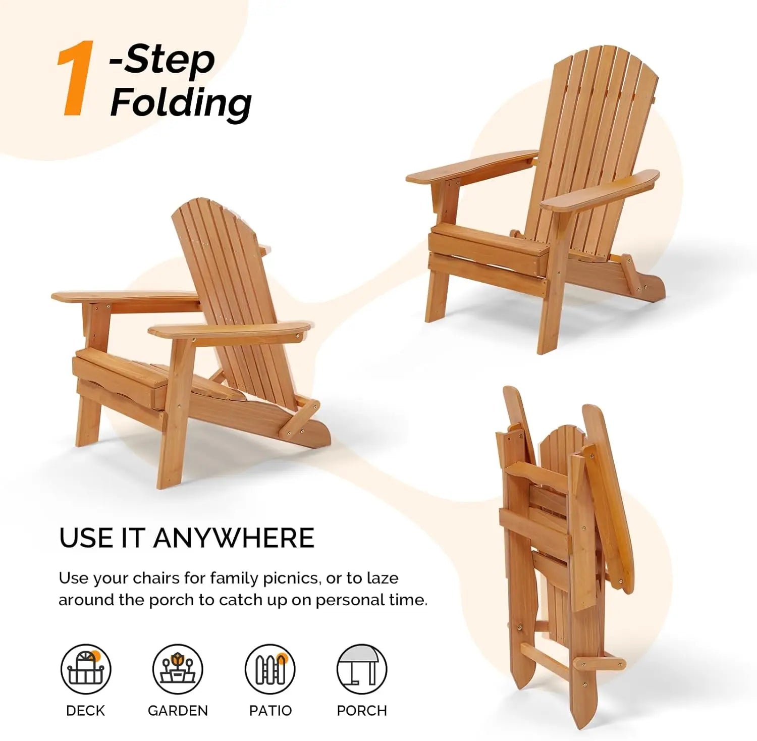 Folding Adirondack Chairs Set of 4: