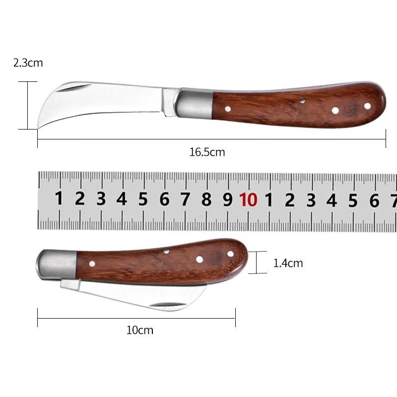 Folding Grafting Knife with Wooden Handle