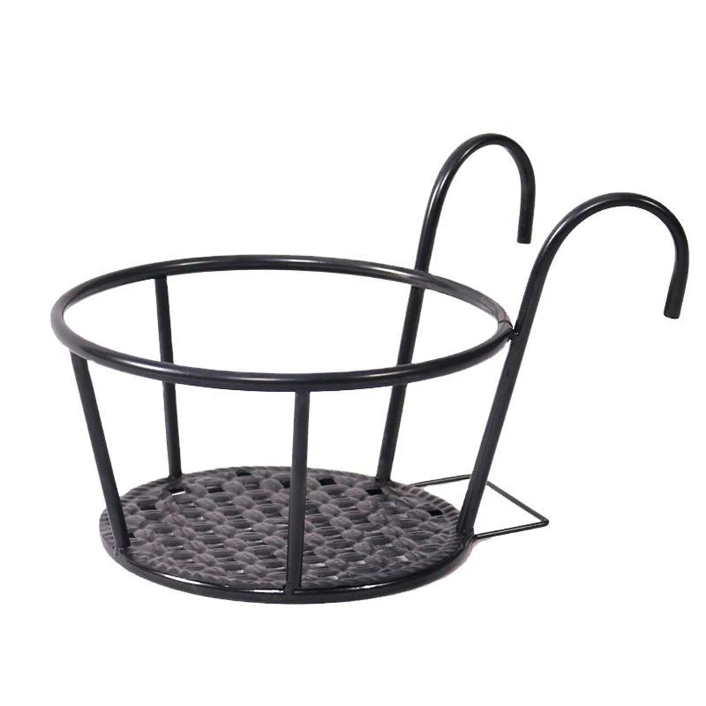 Hanging Railing Flower Pot Holder – Metal Fence Basket