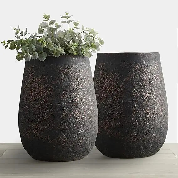 20" Weathered Concrete Tall Planter Set of 2