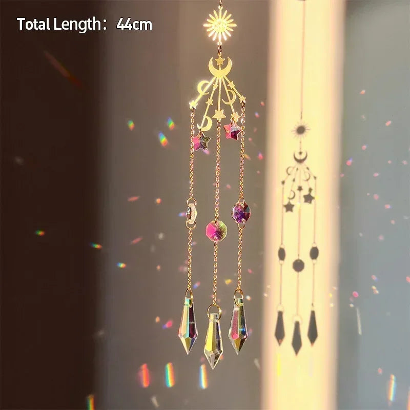 Tree of Life Agate Moon Suncatcher Crystal Pendant: