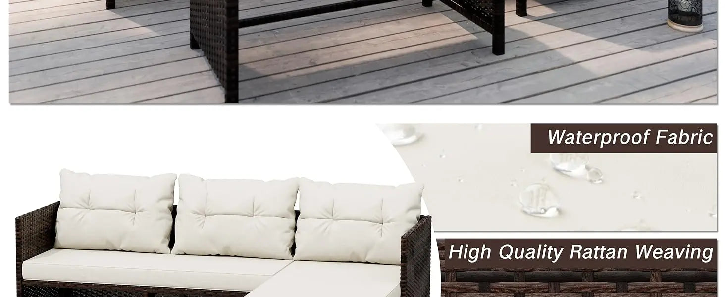 Shintenchi 3-Piece Wicker Patio Set – All-Weather Rattan Outdoor Sofa Set