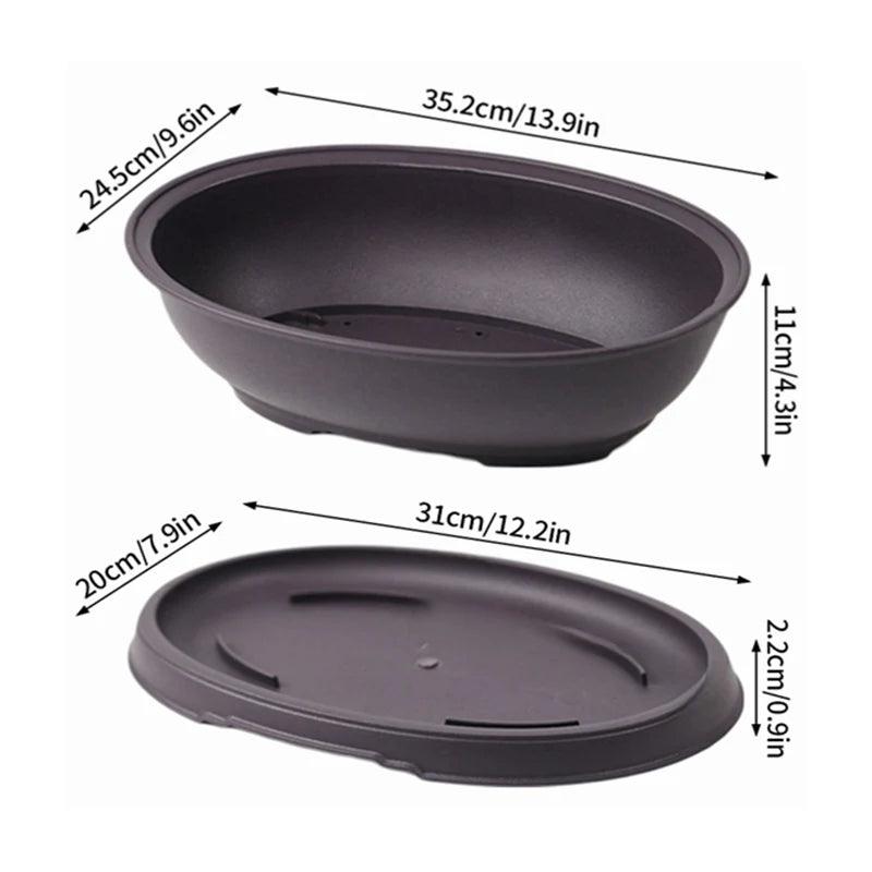 Imitation Purple Clay Succulent Pots with Rectangular Trays