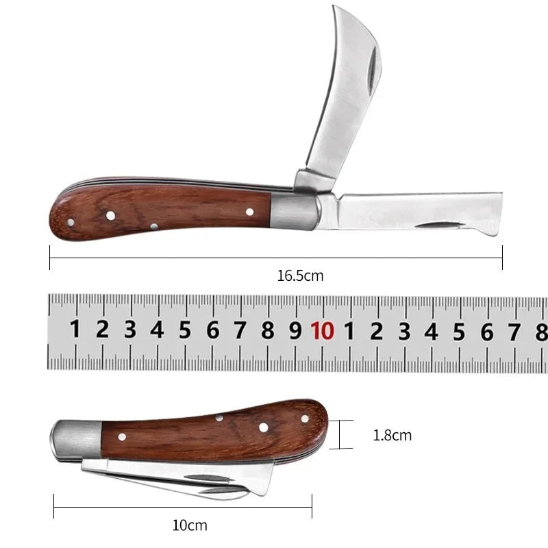 Folding Grafting Knife with Wooden Handle