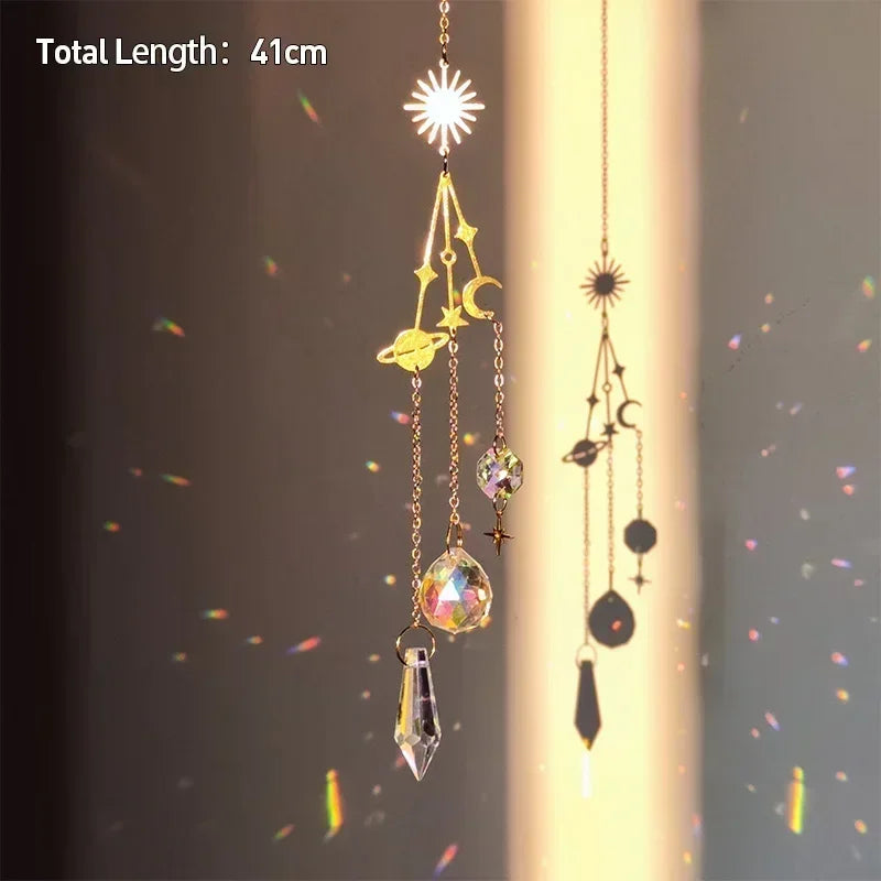 Tree of Life Agate Moon Suncatcher Crystal Pendant: