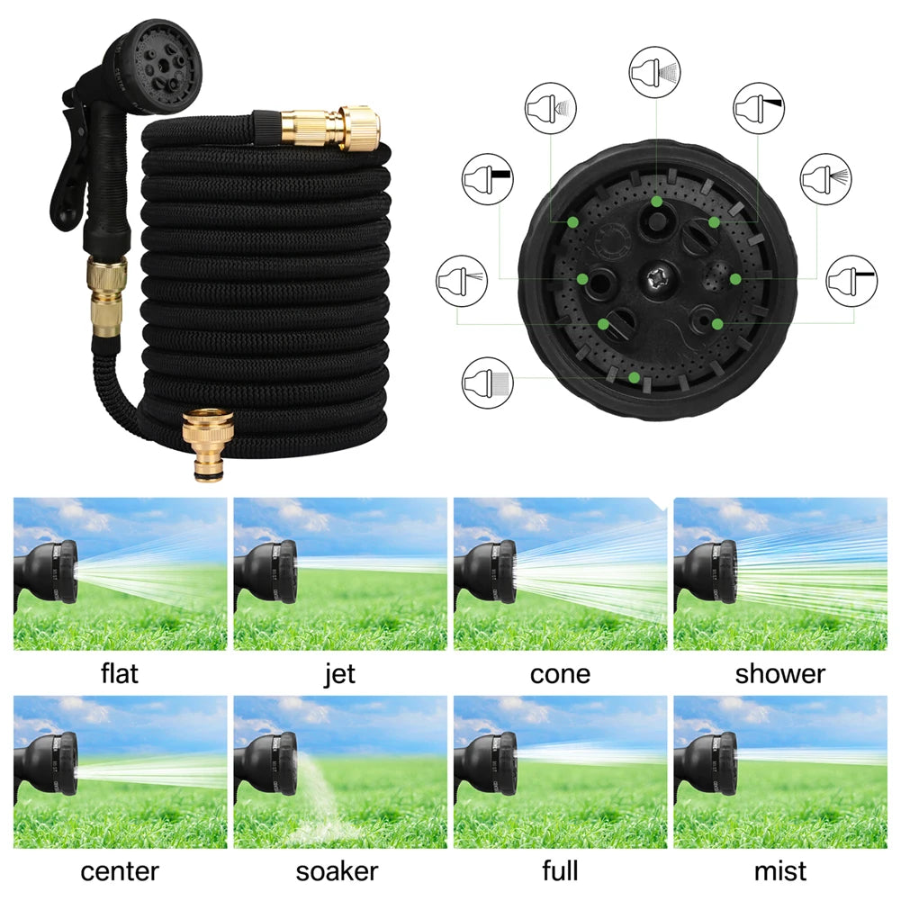Expandable Garden Water Hose – High-Pressure PVC with Double Metal Connectors