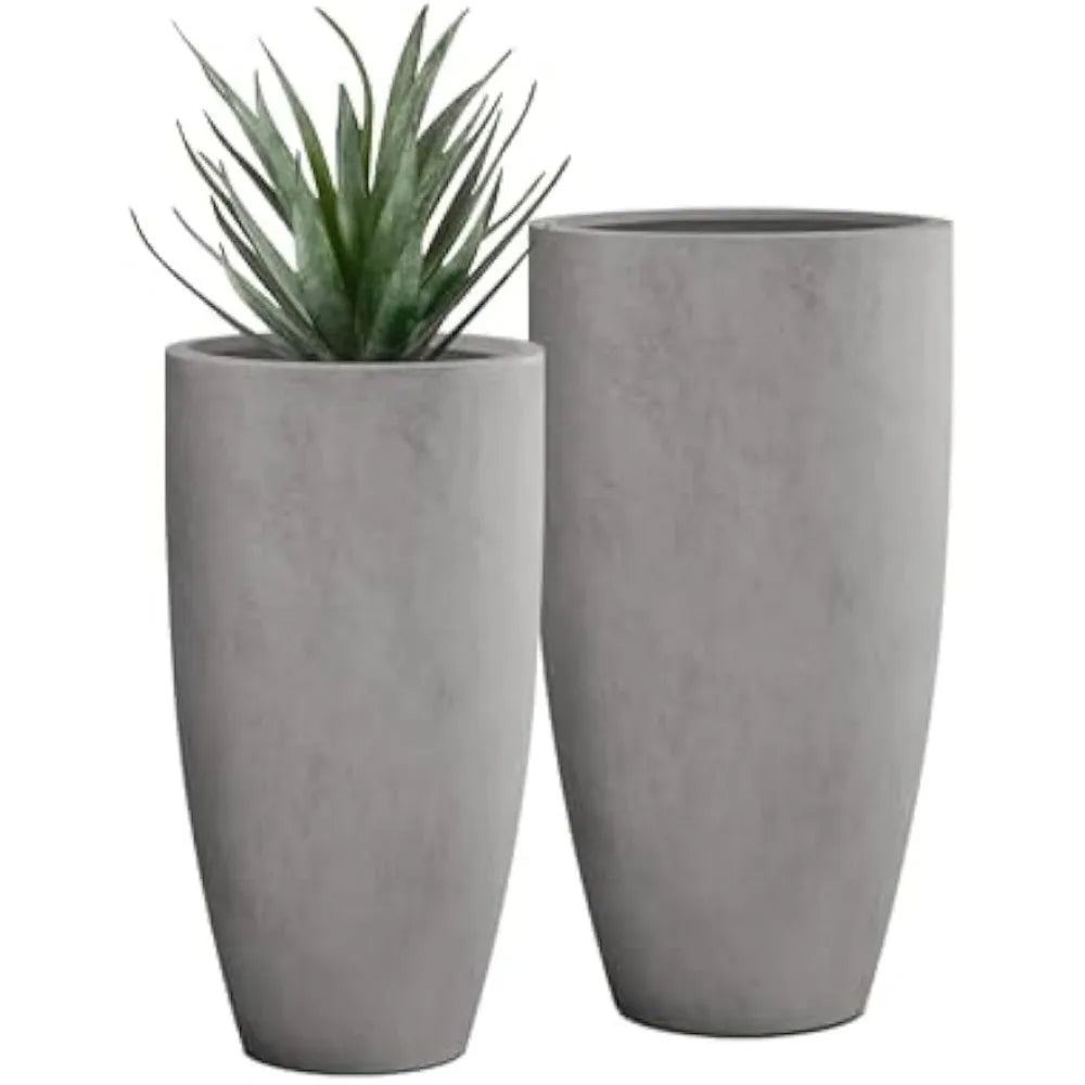 Plantara Tall Raw Concrete Planter (32" & 23.6")