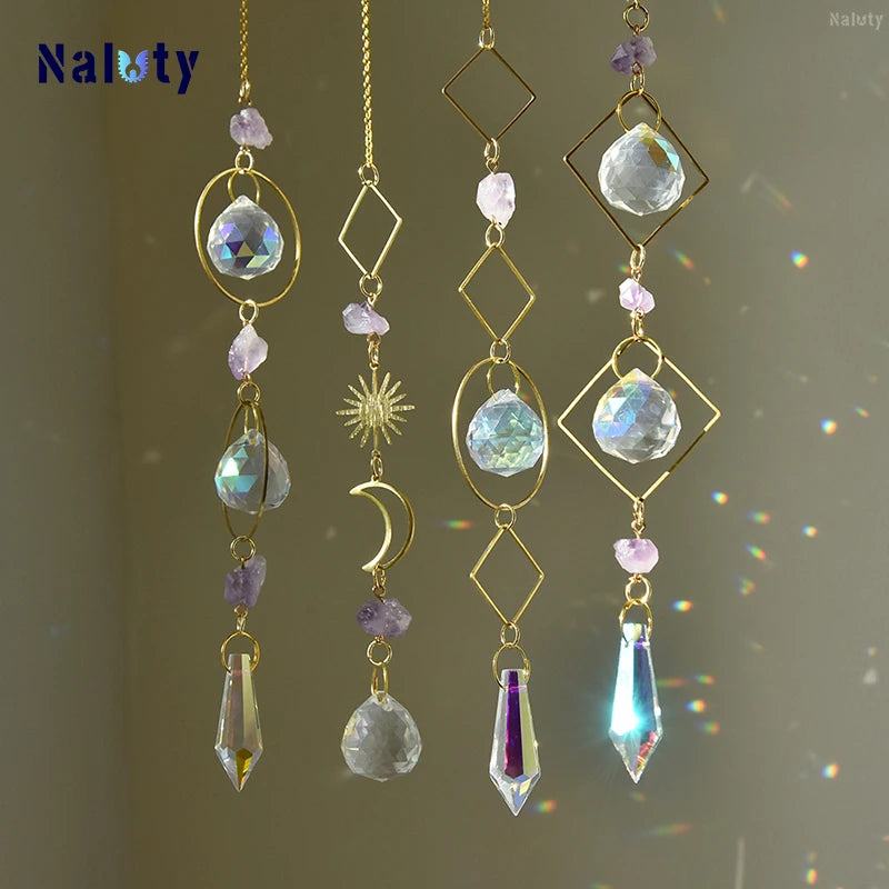 Tree of Life Agate Moon Suncatcher Crystal Pendant: