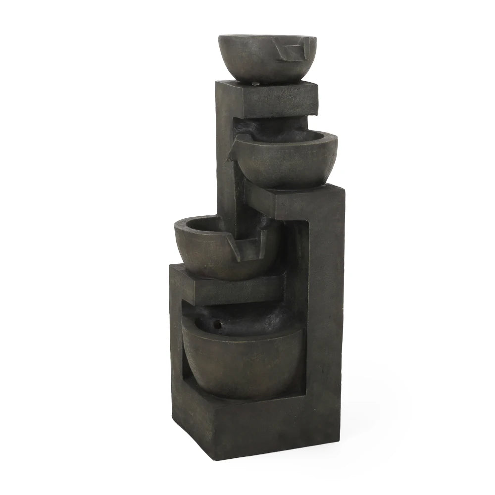 42.25" High 3-Tier Outdoor Floor Fountain with Light