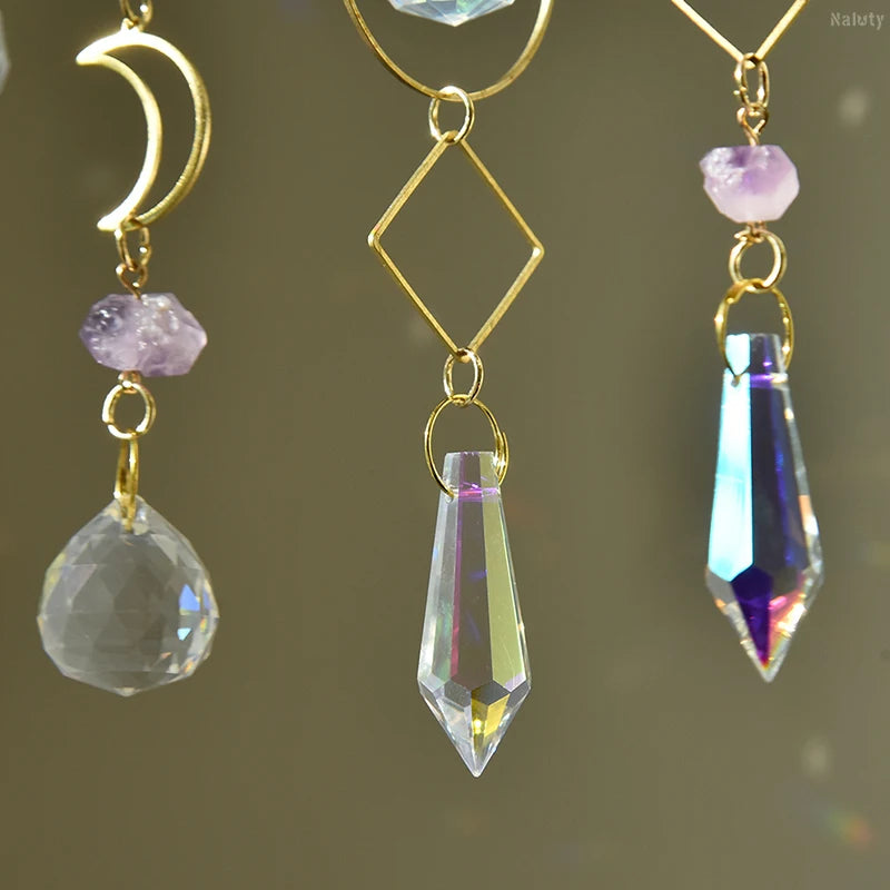 Tree of Life Agate Moon Suncatcher Crystal Pendant: