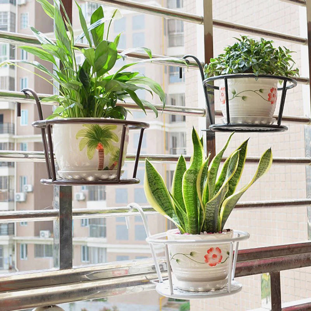 Hanging Railing Flower Pot Holder – Metal Fence Basket