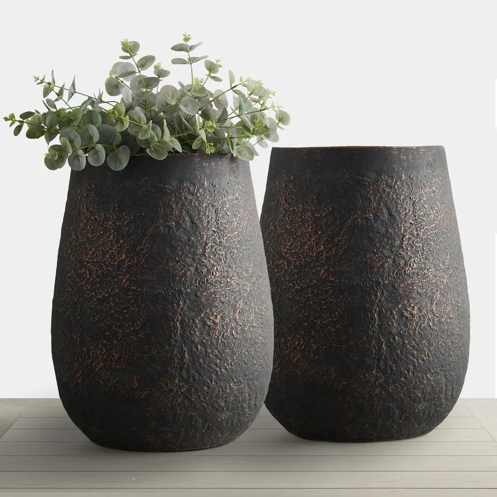 20" Weathered Concrete Tall Planter Set of 2