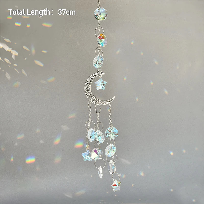 Tree of Life Agate Moon Suncatcher Crystal Pendant: