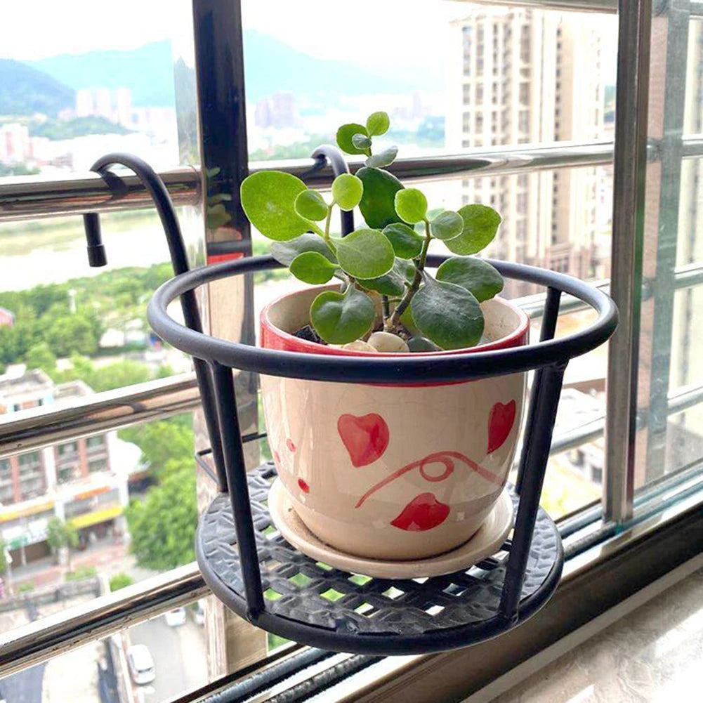 Hanging Railing Flower Pot Holder – Metal Fence Basket