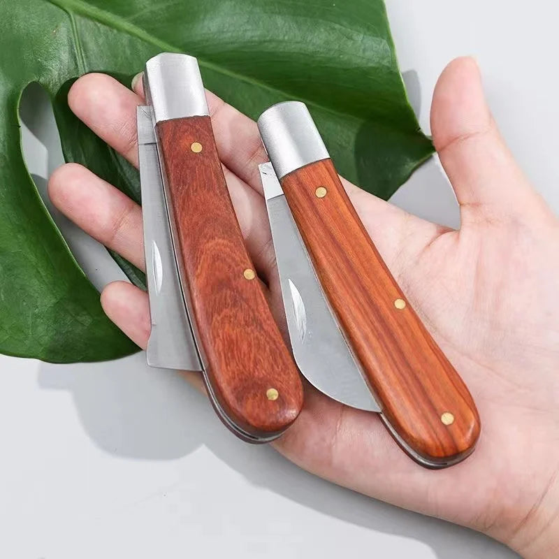 Folding Grafting Knife with Wooden Handle