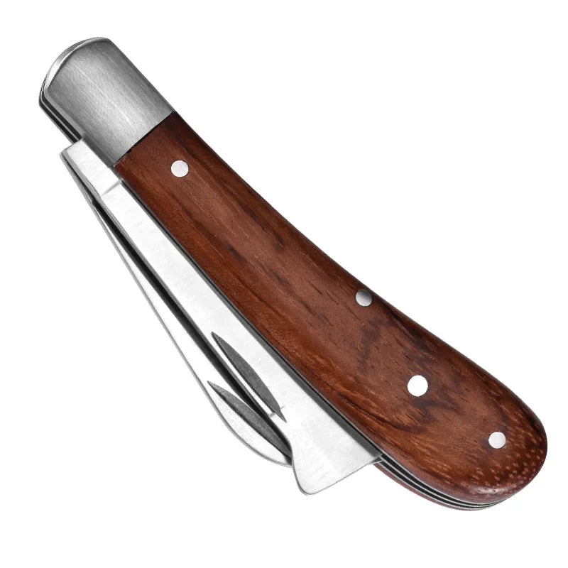 Folding Grafting Knife with Wooden Handle