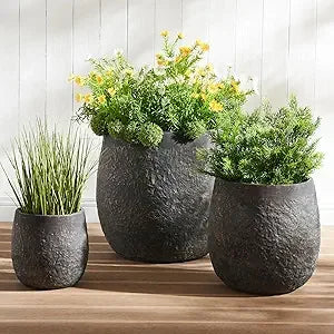 20" Weathered Concrete Tall Planter Set of 2